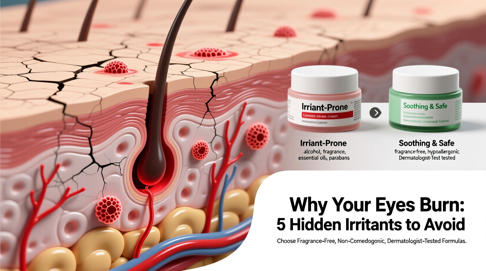 why do my eyes burn after using certain face creams and how to choose safer options