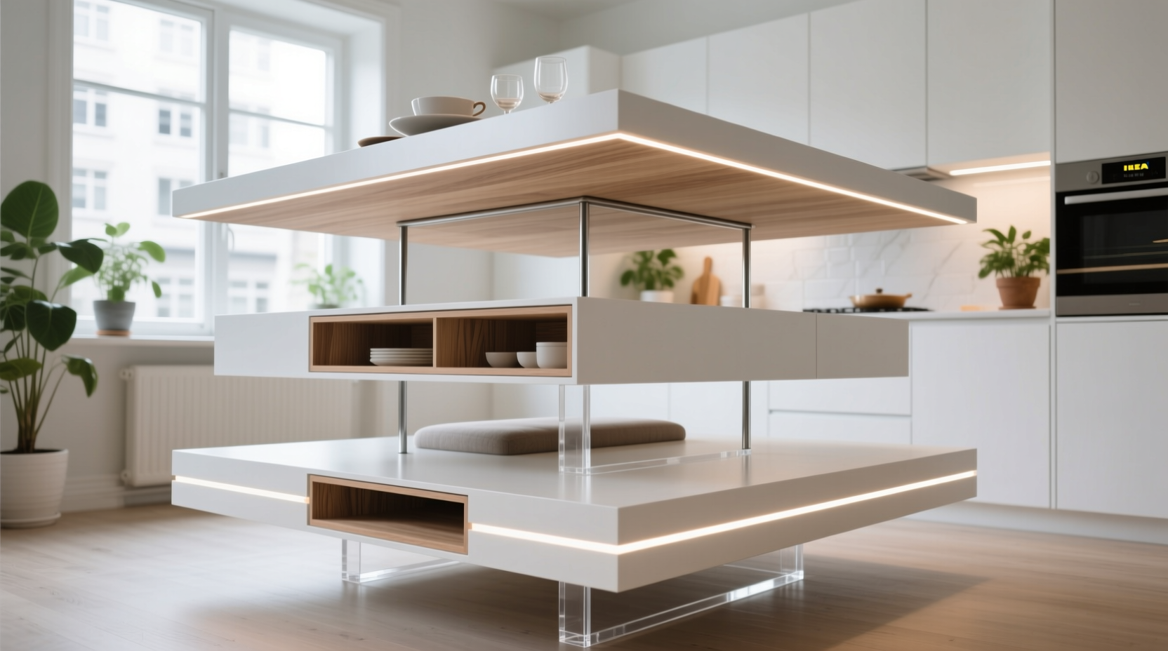 turn an ikea kitchen table into an awesome multi level