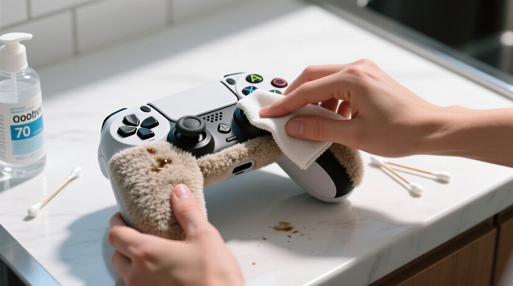 how to sanitize plush gaming controller grips safely