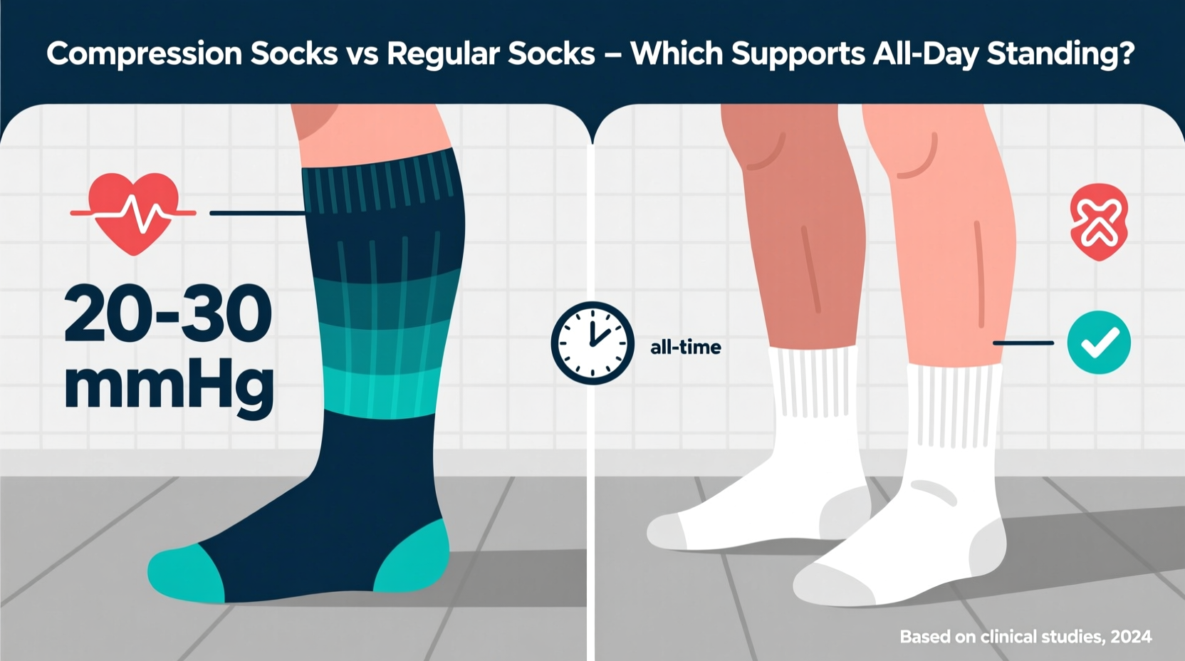 compression socks vs regular socks which helps with all day standing