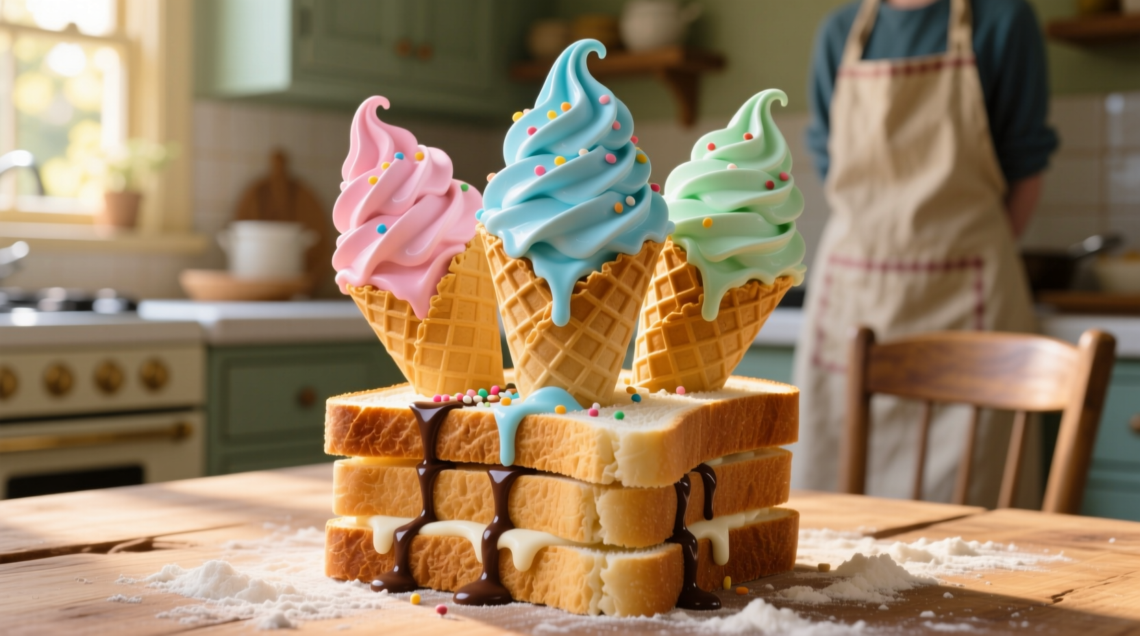 make tasty ice cream cones out of plain sandwich bread