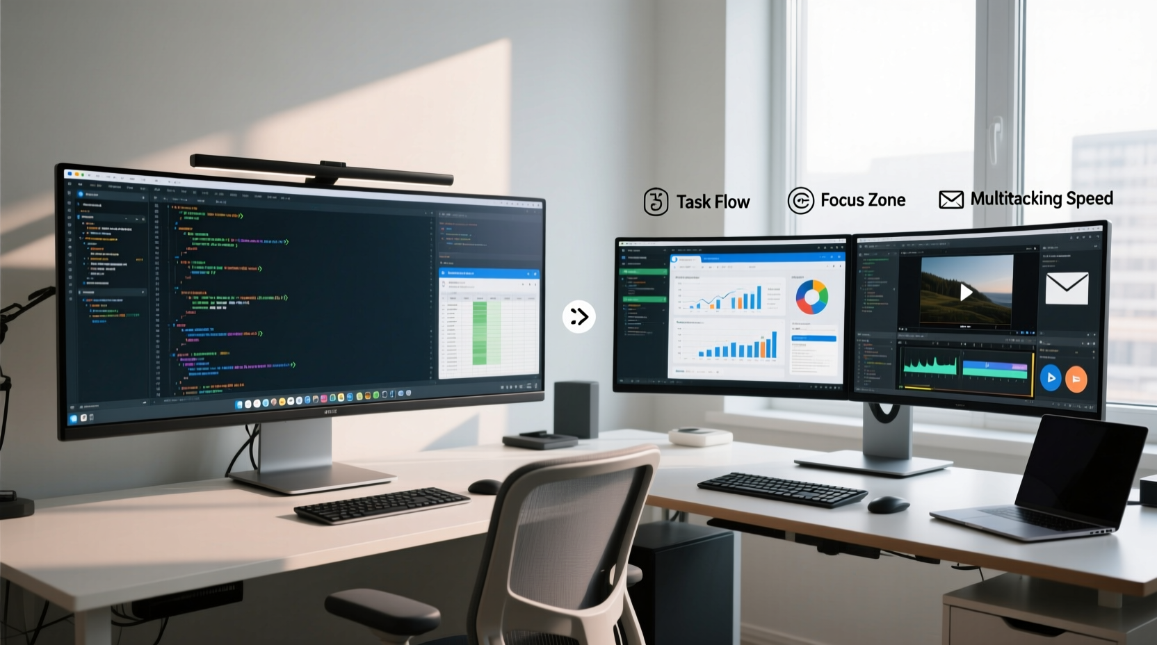 ultra wide monitor vs dual monitors productivity tested side by side