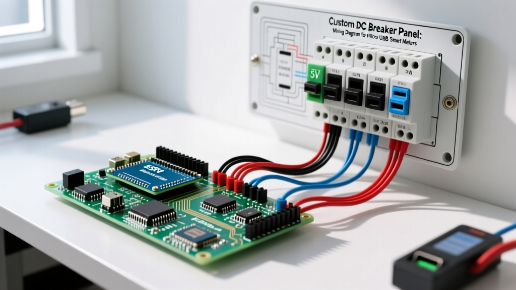 Custom DC Breaker Panel: Wiring Diagram for Micro USB Smart Meters