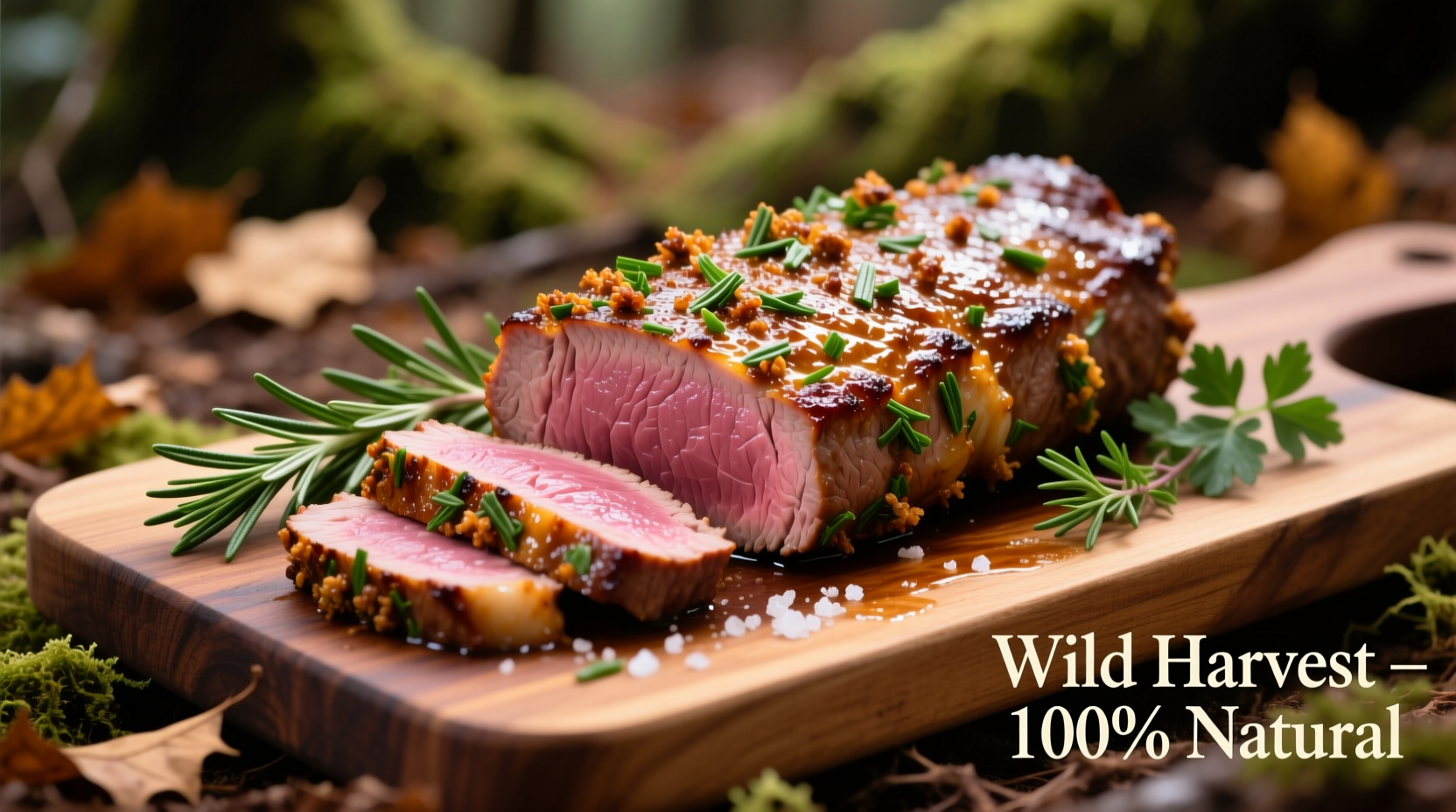Perfectly seared deer tenderloin with herb crust