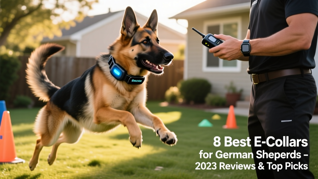 German Shepherd mid-recall with FurPetVo Sport PRO collar visible, handler holding remote