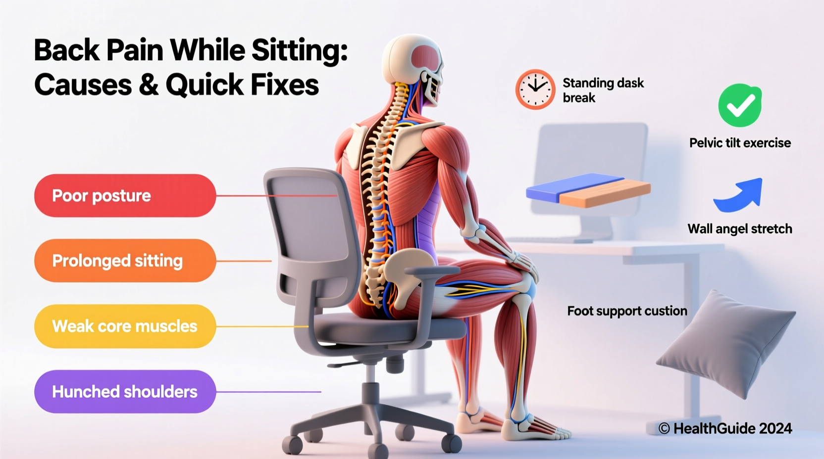 back pain while sitting why it happens and quick fixes to try