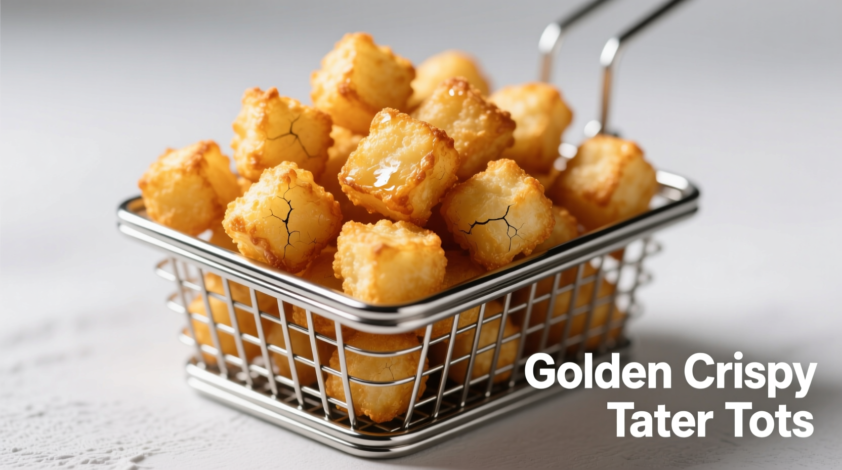 Perfectly golden air fried tater tots in basket