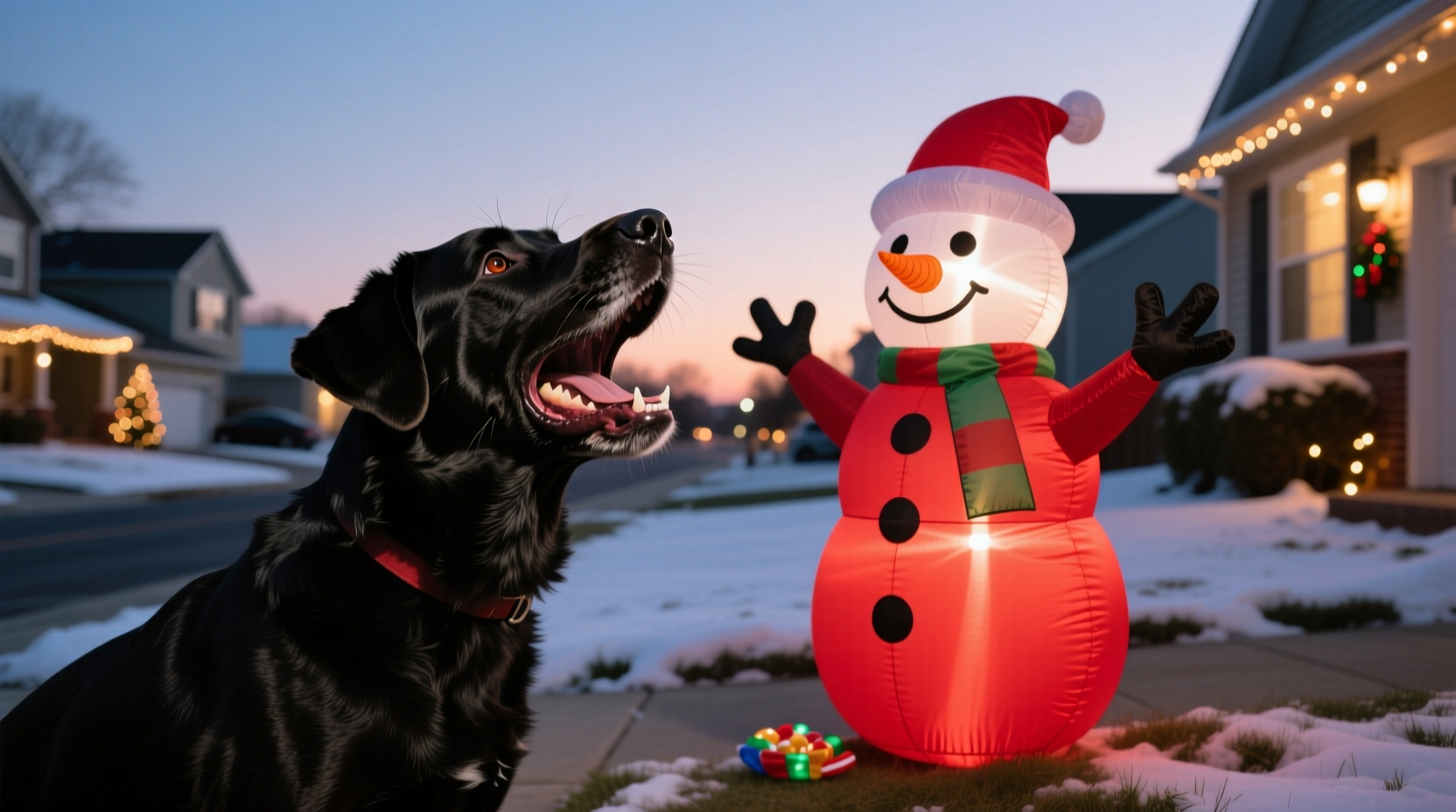 why does my dog bark at animated christmas inflatables and how to desensitize