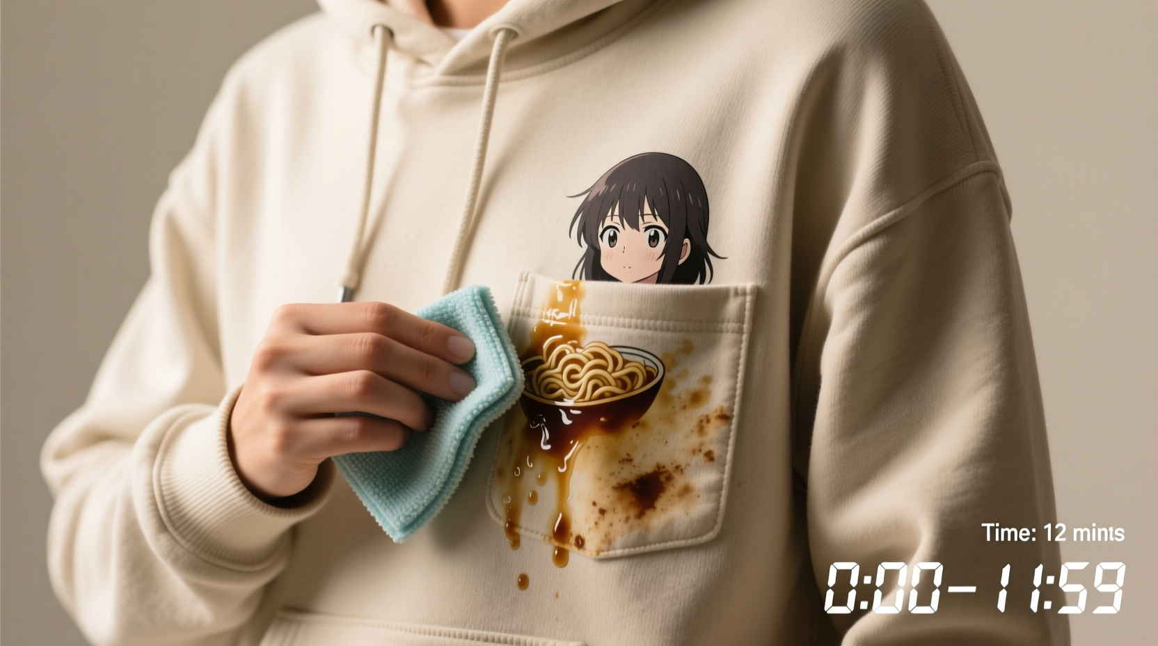 how to remove dried ramen broth from hoodies safely