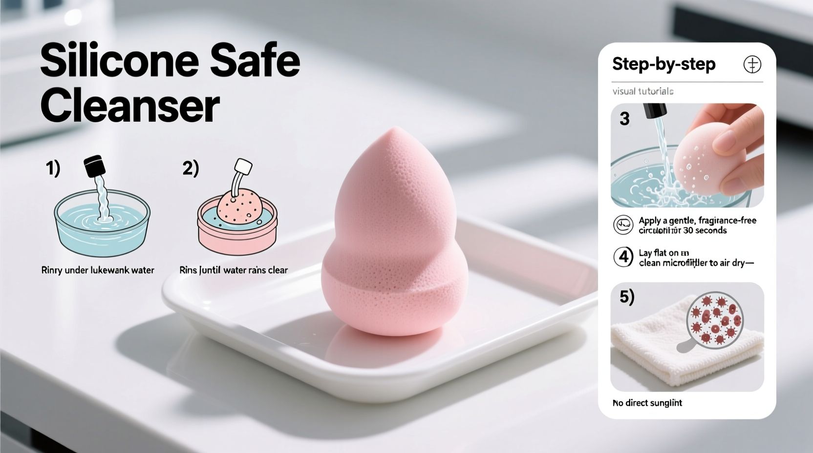 how to clean silicone makeup sponges properly to avoid breakouts and bacteria buildup