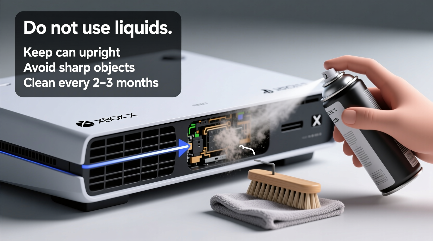 how to safely clean gaming console vents without voiding warranty