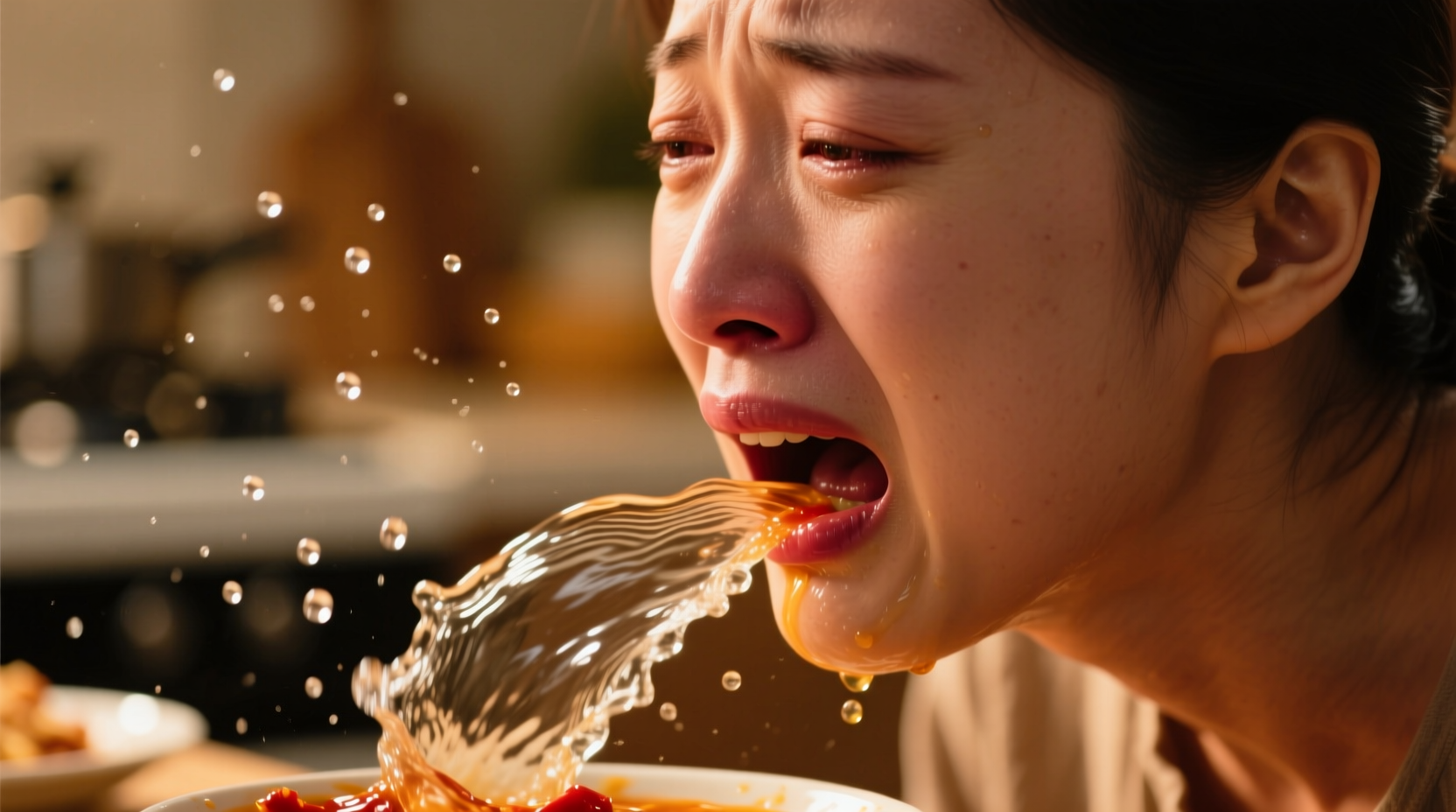 swish warm water to cool down your mouth after a spicy