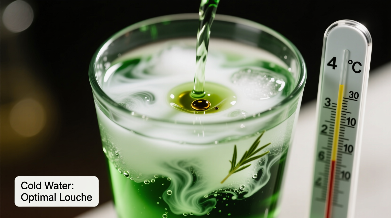 why does my absinthe louche unevenly and what water temperature fixes it instantly