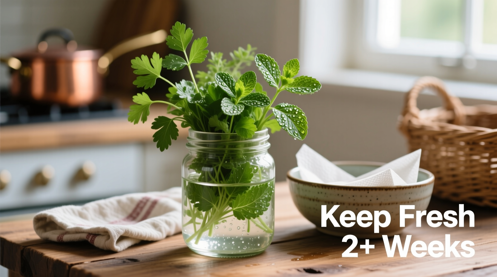 best way to store fresh herbs so they last over two weeks not just two days