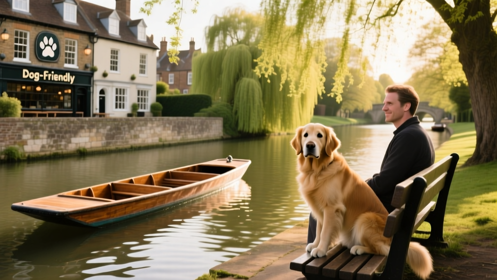 River Cam, Cambridge, with punt boats and willow trees