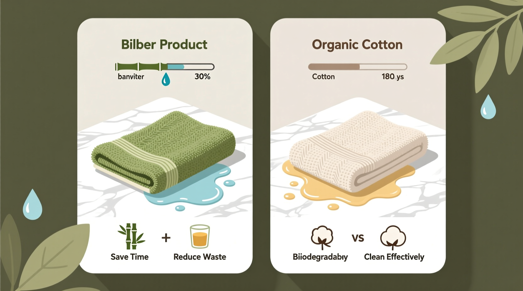 bamboo vs organic cotton towels absorbency biodegradability head