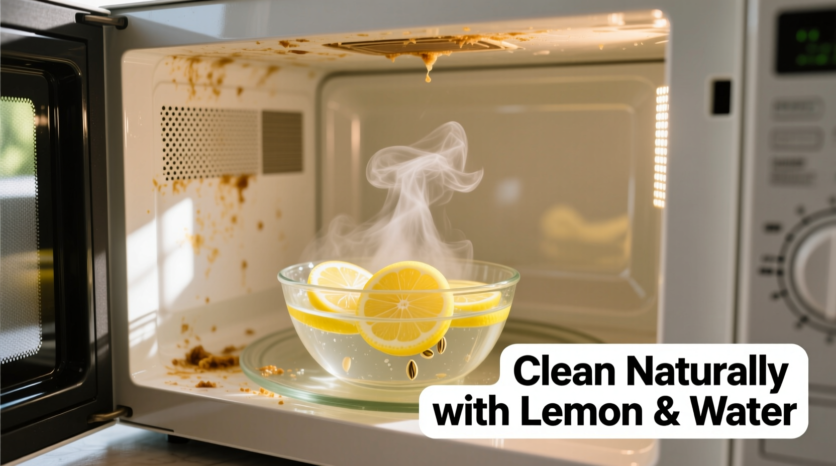 how to clean a microwave naturally using lemon and water hack