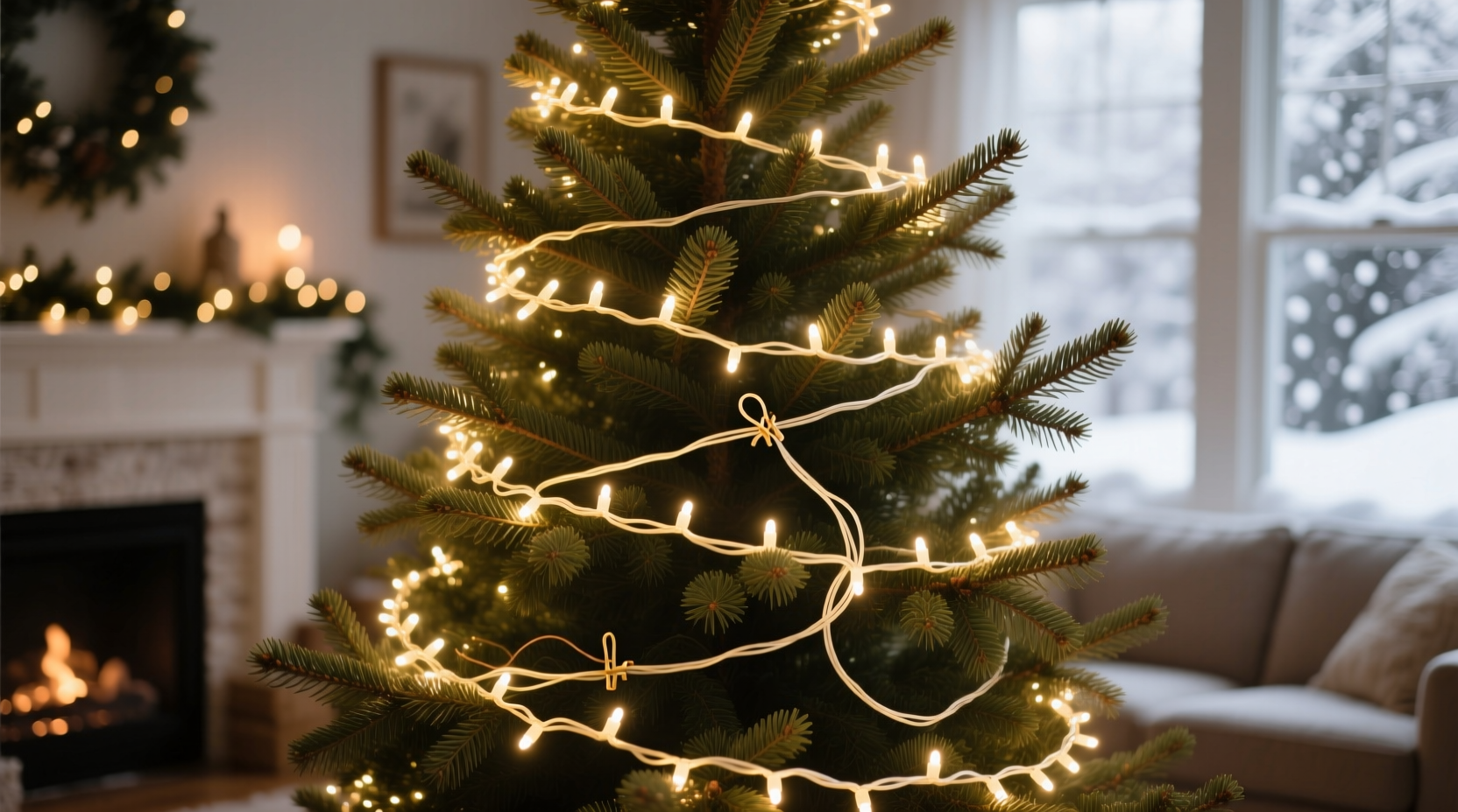 best way to wrap christmas lights around a tree without gaps or tangles