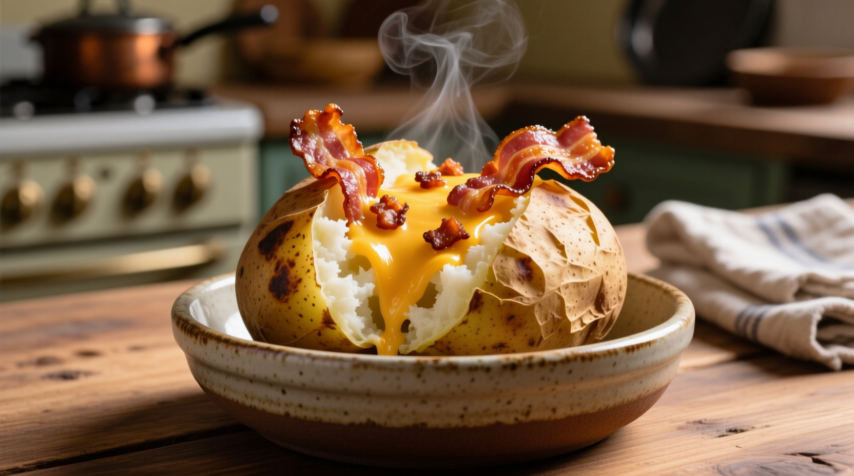 Perfect Baked Potato with Cheese and Bacon Recipe