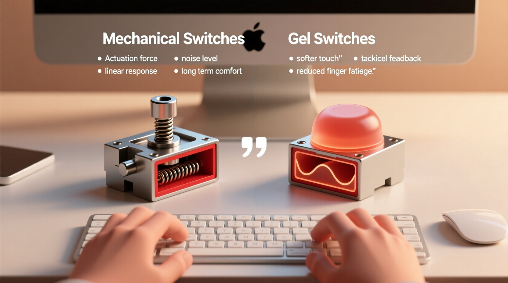 how to choose between mechanical and gel keyboard switches for typing comfort