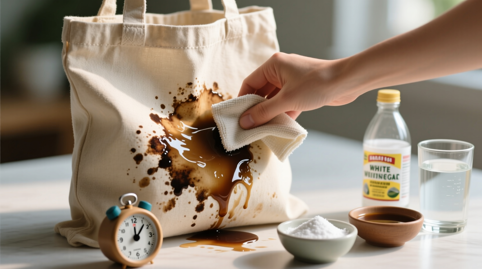 how to remove coffee stains from canvas totes
