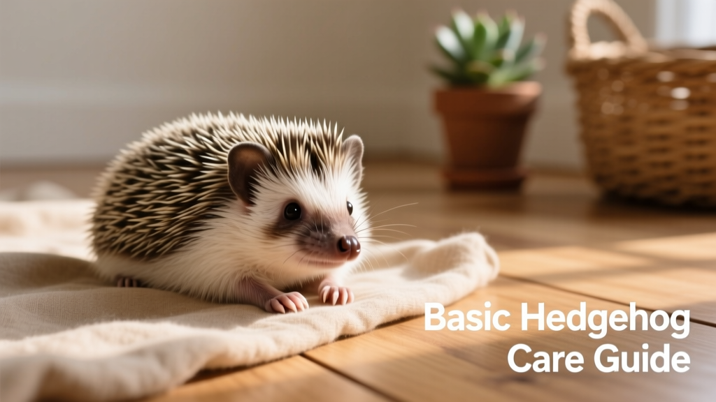 African pygmy hedgehog resting calmly on a soft, neutral-colored surface
