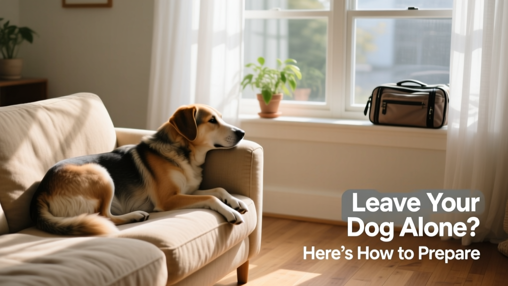 A relaxed dog resting its head on a couch while gazing out the window