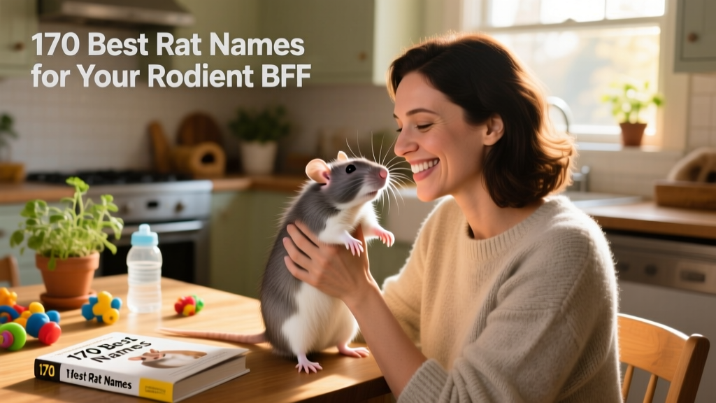A happy rat owner holding their rat gently while smiling at the camera, both clearly bonded