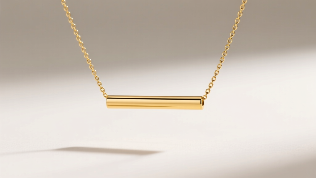 Elegant 14k yellow gold necklace with two holes featuring a horizontal bar pendant sliding freely on a delicate 1.2mm box chain