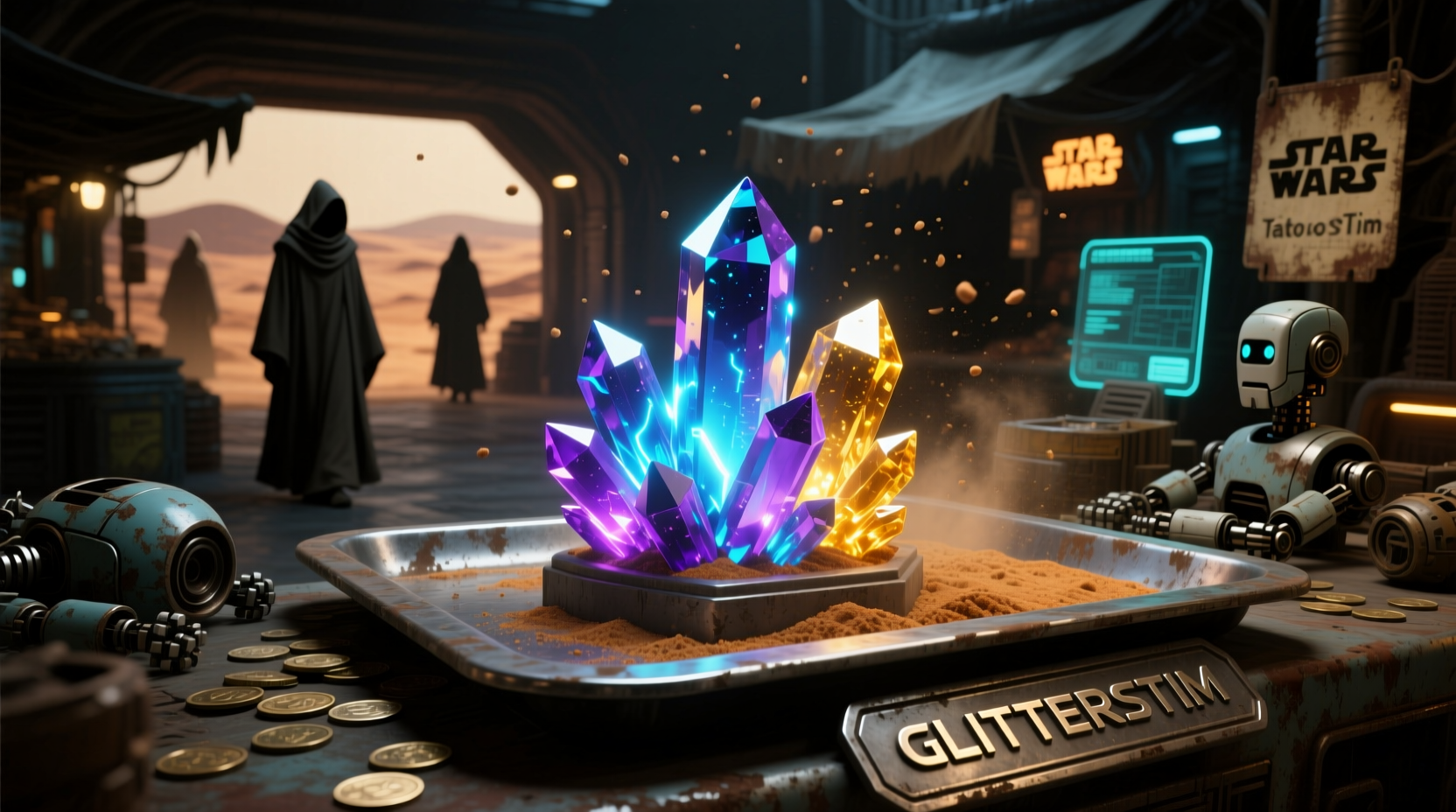 Glitterstim spice crystals glowing in Star Wars