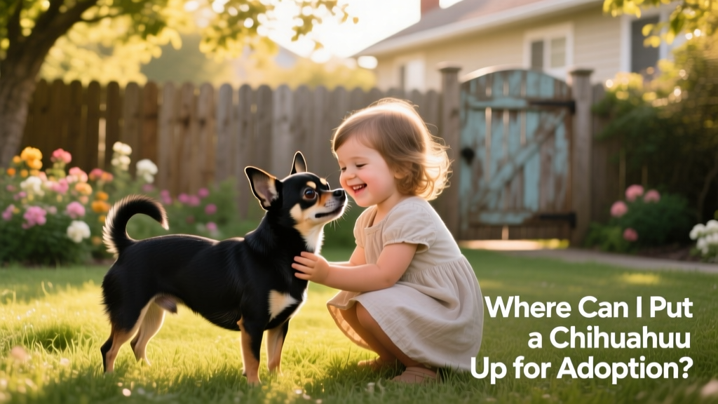 Happy Chihuahua playing gently with a child in a fenced backyard