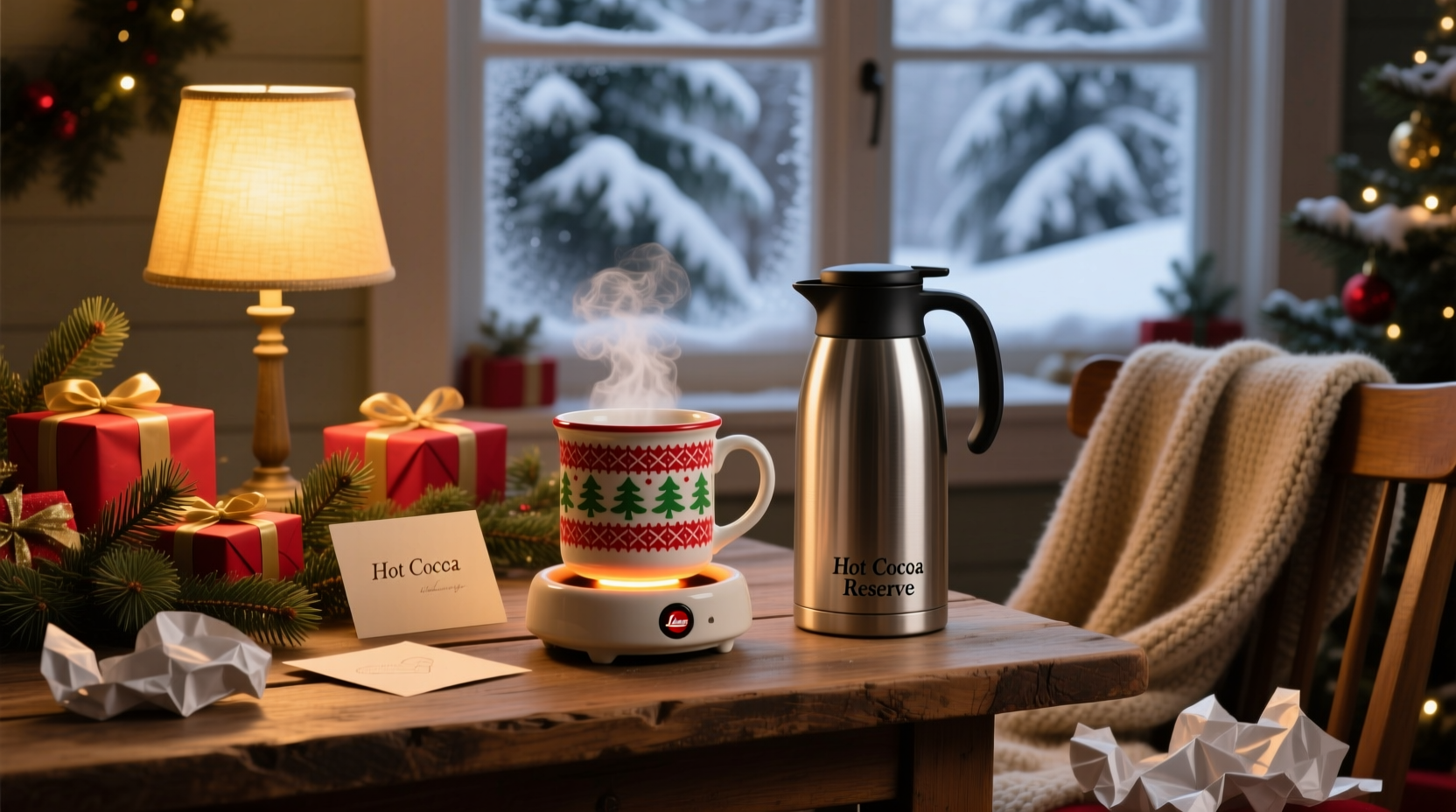 christmas mug warmer vs insulated thermal carafe for keeping cocoa hot during long wrapping sessions