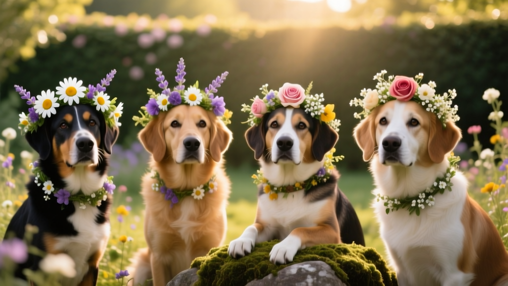 13 Downright Gorgeous Pictures of Dogs in Flower Crowns
