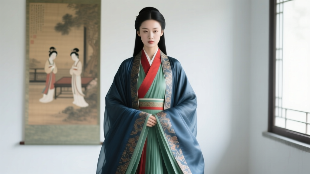 Decoding Hanfu and Textile Symbolism in Chinese Scroll Art