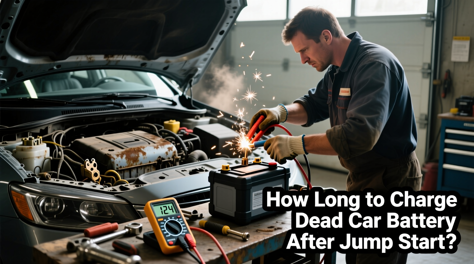 how long to charge dead car battery after jump start
