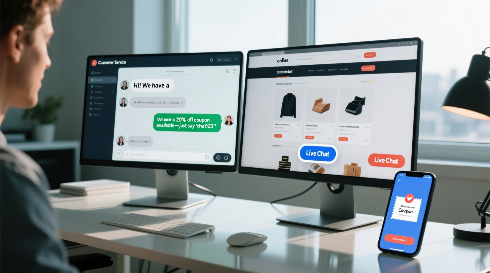 know which online retailers offer coupons via live chat