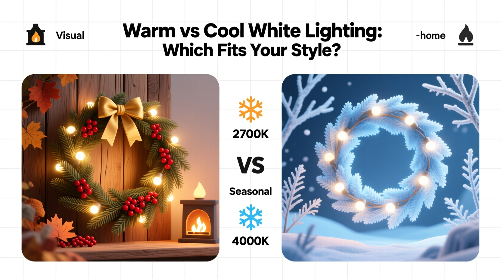 how to choose between prelit wreaths with warm or cool white lighting