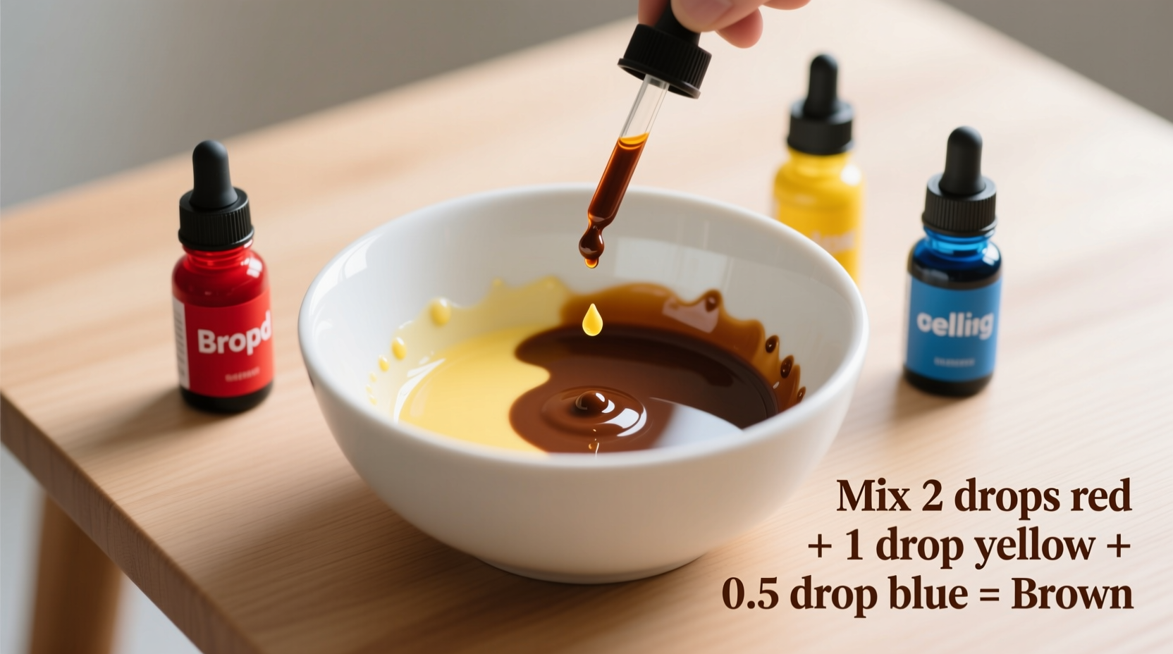 how to make brown colour with food colouring