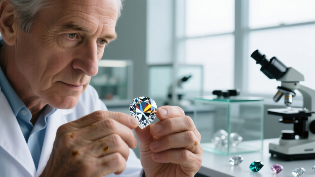 Close-up of a gemologist
