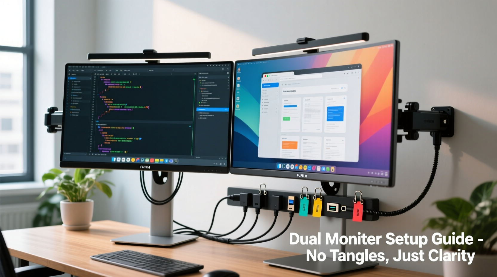 How To Set Up Dual Monitors Without Tangled Cords