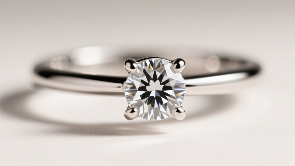 Close-up of a platinum basket setting pendant holding a round diamond, revealing the horizontal crossbar and four secure prongs.