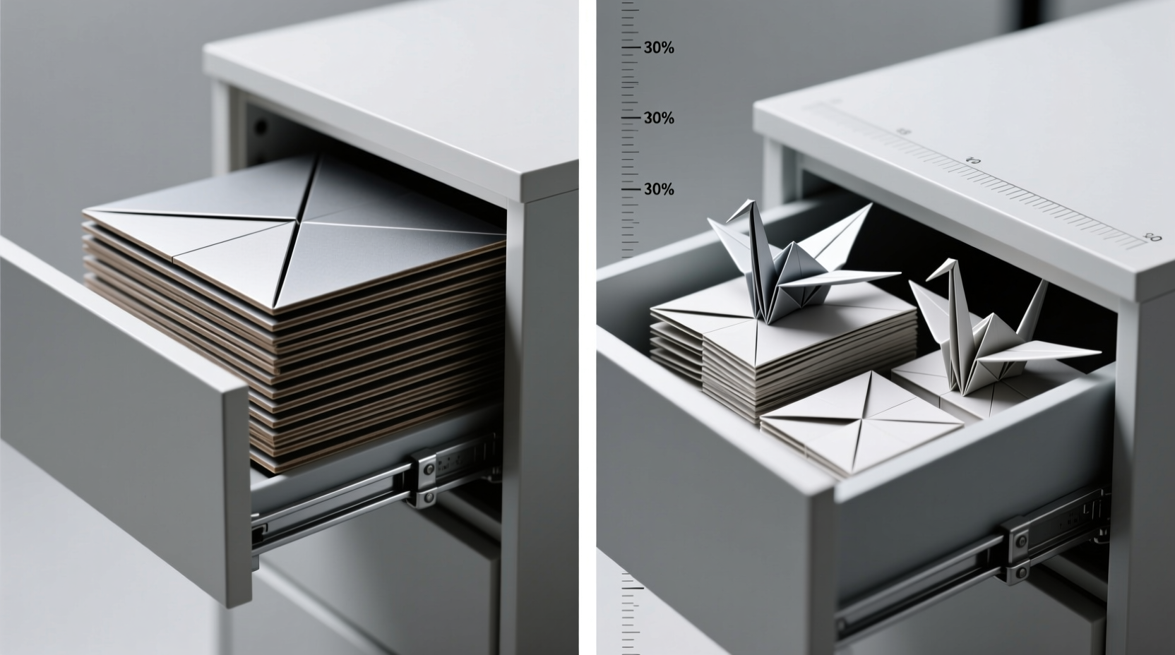 folding board vs origami tightest drawer stacks