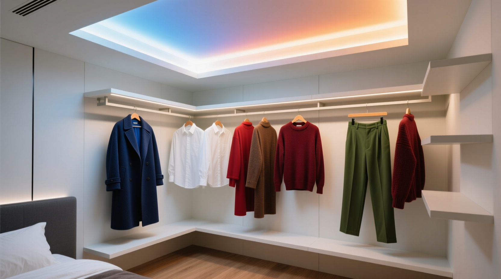 closet organization tips smart lighting by color palette