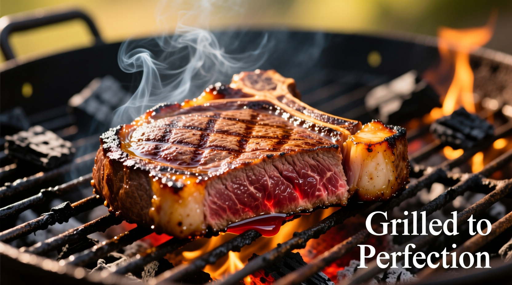 Perfectly grilled skirt steak on charcoal grill