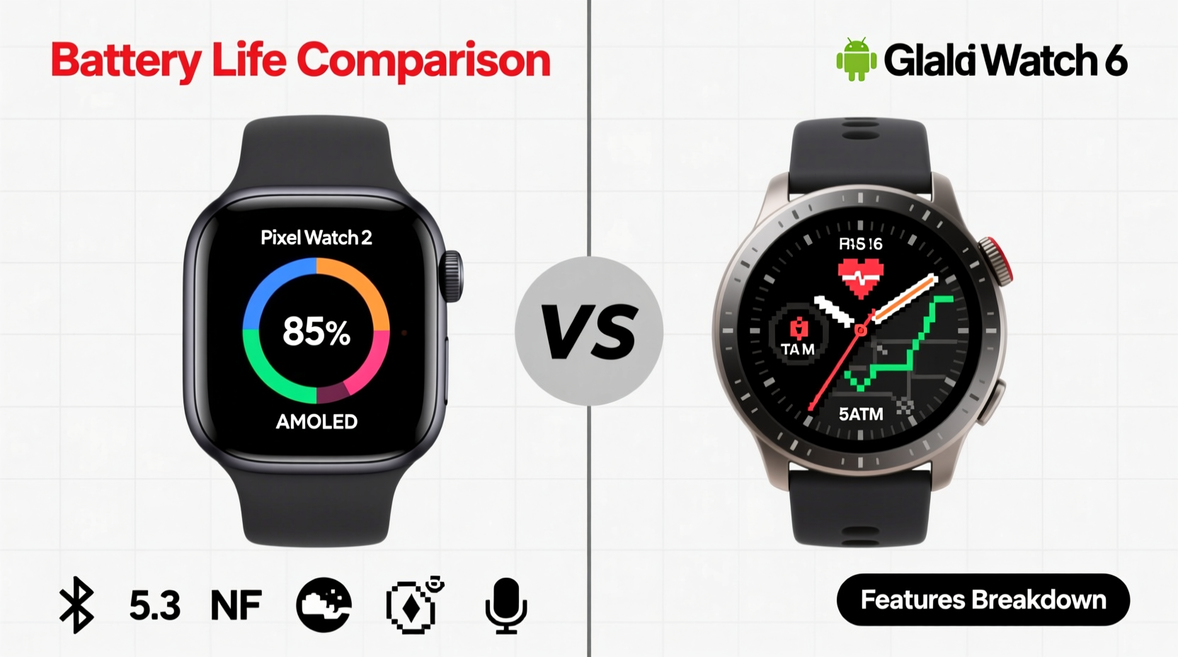 pixel watch 2 vs galaxy watch 6 for android users battery life and features compared