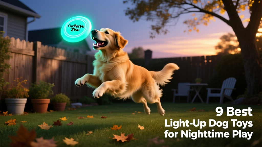 Dog mid-air catching the FurPetVo Glow Zisc disc during twilight play in a backyard