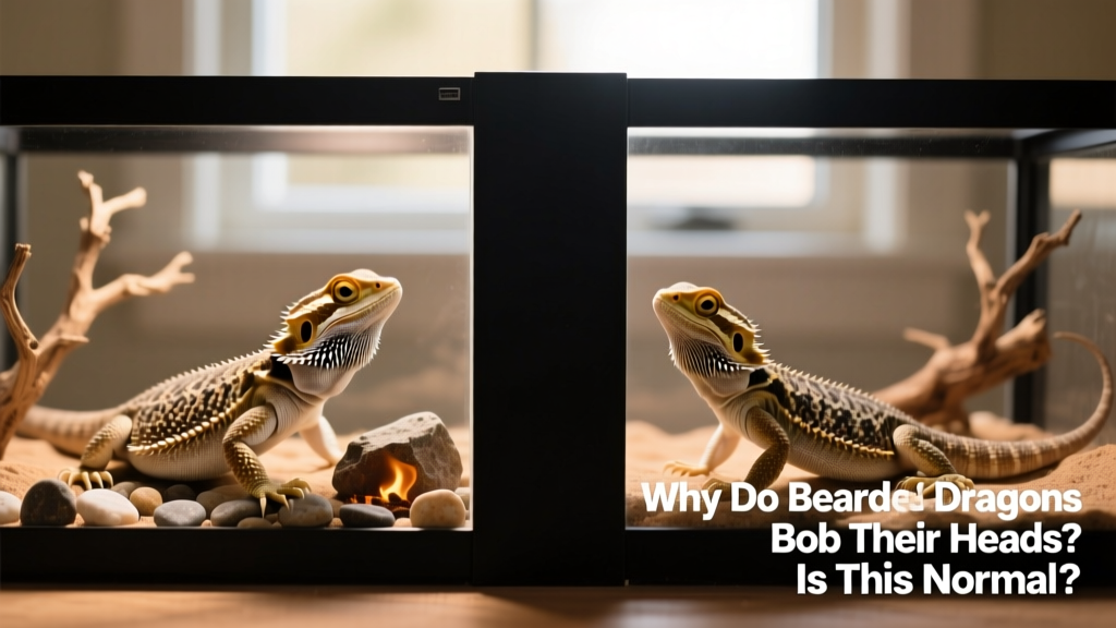 Two bearded dragon enclosures side-by-side with a matte black divider panel installed between them to block visual contact