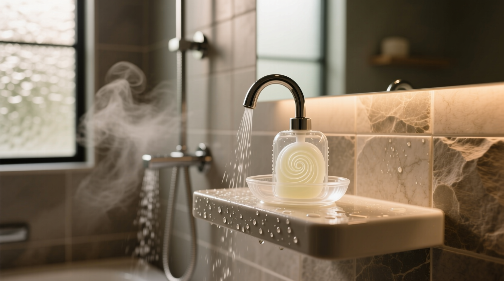 keep a soap filled dish wand in the shower for easy cle