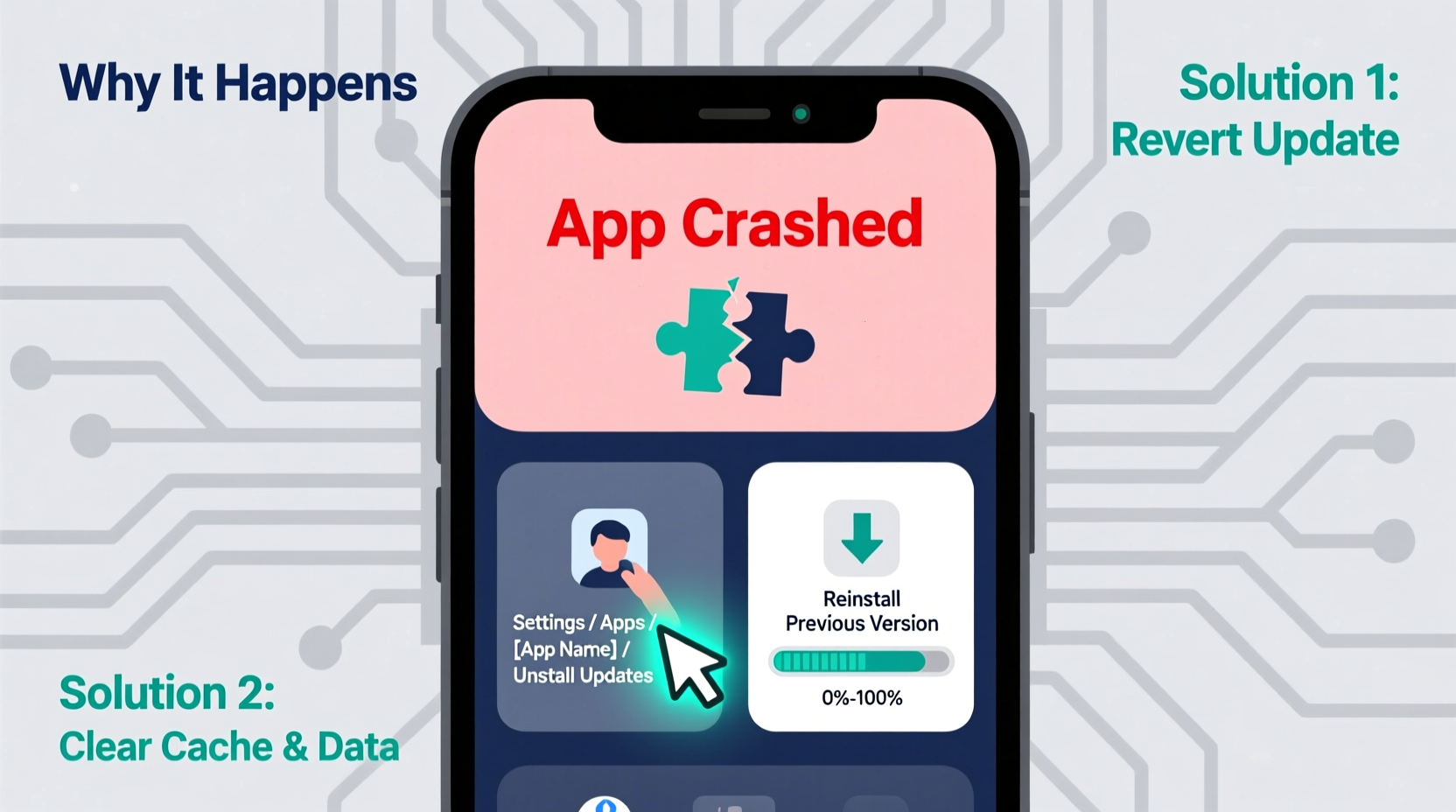 why does my app keep crashing after an update and how to revert it