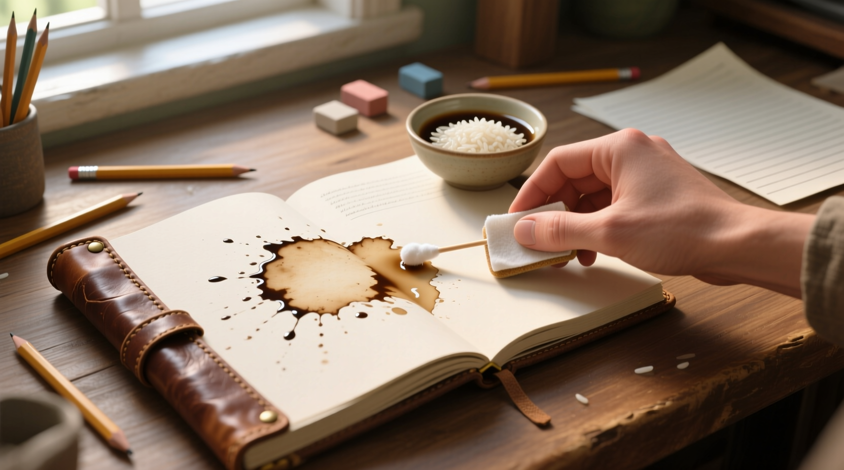 eco friendly coffee stain removal for sketchbooks